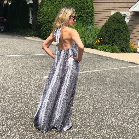 NWT  Maxi Dress Snakeskin Print Bobi black for Anthropologie - Picture 3 of 8